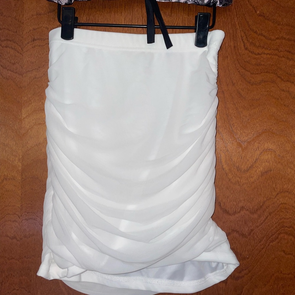 SHEIN White Bubble Ruched Pencil Skirt